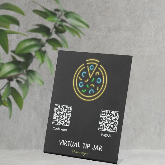 Neon Pizza Virtual Tip Jar Tabletop Sign Reclamebord Met Voetstuk