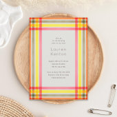 Neon Plaid Baby shower Kaart