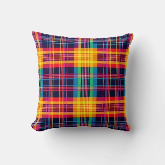 Neon Plaid geruit patroon Kussen (Voorkant)