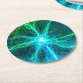 Neon Plasma Ball elektrische partij Ronde Kartonnen Onderzetter (Gebogen)