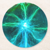 Neon Plasma Ball elektrische partij Ronde Kartonnen Onderzetter (Voorkant)