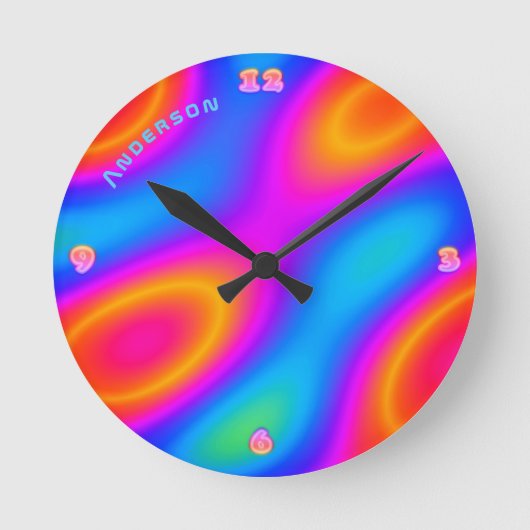 Neon Plasma Modern Psychedelic Specialized Wall Ronde Klok (Voorkant)