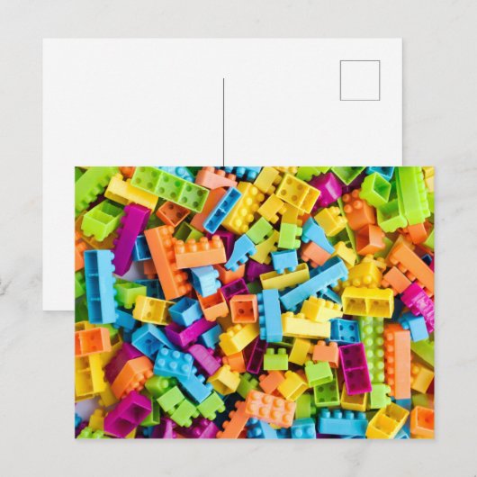 Neon Plastic bouwblokken Briefkaart (Voorkant / Achterkant)