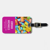 Neon Plastic bouwblokken | Jouw namen toevoegen Bagagelabel (Voorkant horizontaal)
