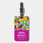Neon Plastic bouwblokken | Jouw namen toevoegen Bagagelabel (Voorkant verticaal)