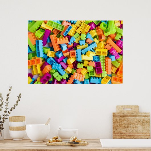 Neon Plastic bouwblokken Poster (Keuken)