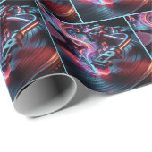 Neon Platenspeler met stylus en vinyl Cadeaupapier (Rol Hoek)