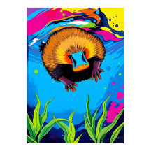 Neon Platypus Onderwater Splash - Kleurrijke Aussi