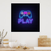 Neon Play Gamer Poster (Keuken)