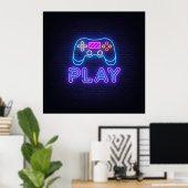 Neon Play Gamer Poster (Thuiskantoor)