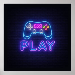 Neon Play Gamer Poster