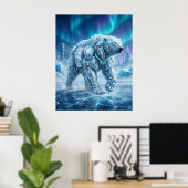 Neon Polar Bear Frozen Grid Poster (Thuiskantoor)
