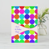 Neon Polka Dot Meisjes Elk Nummer Verjaardagsfeest Kaart (Staand voorkant)