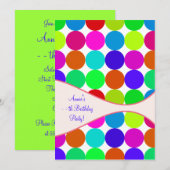 Neon Polka Dot Meisjes Elk Nummer Verjaardagsfeest Kaart (Voorkant / Achterkant)