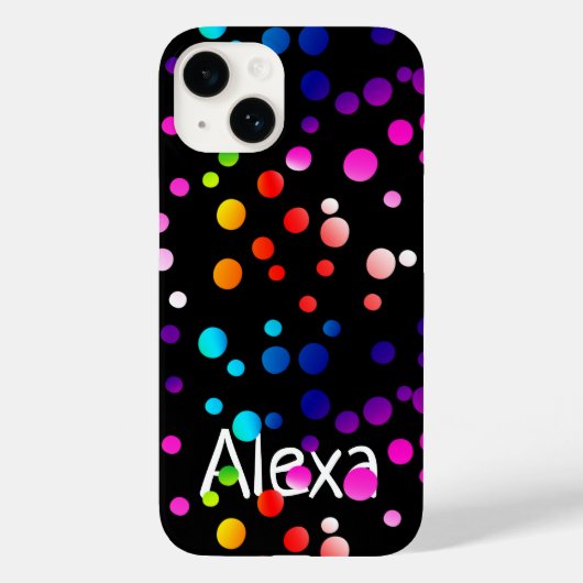 Neon Polka Dots met naam Case-Mate iPhone Case (Achterkant)