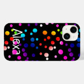 Neon Polka Dots met naam Case-Mate iPhone Case (Achterkant (horizontaal))