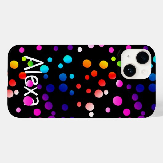 Neon Polka Dots met naam Case-Mate iPhone Case (Achterkant (horizontaal))