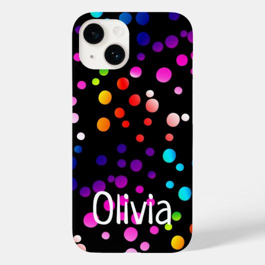 Neon Polka Dots met naam Case-Mate iPhone Case (Achterkant)
