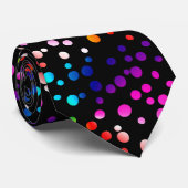 Neon Polka Dots on Black Stropdas (Opgerold)