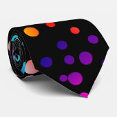 Neon Polka Dots on Black Stropdas (Opgerold)