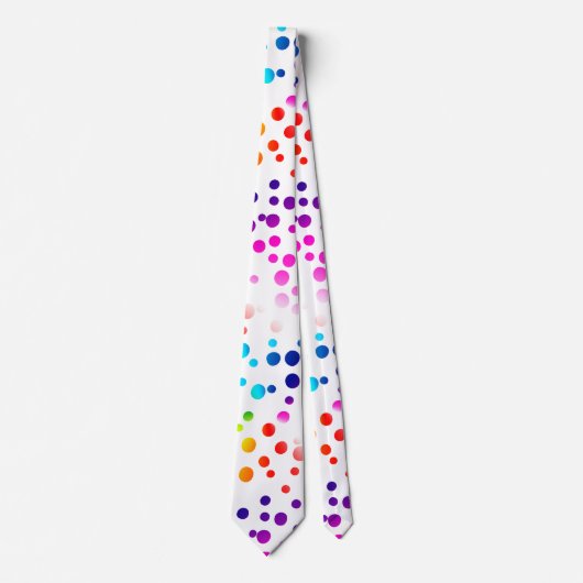 Neon Polka Dots on White Stropdas (Voorkant)