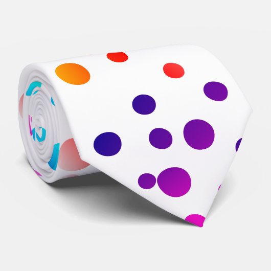 Neon Polka Dots on White Stropdas (Opgerold)