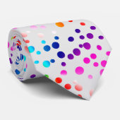 Neon Polka Dots op Silver Grey Stropdas (Opgerold)