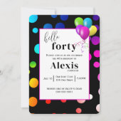 Neon Polka Dots voor 40e Verjaardagsfeestje Kaart (Voorkant)