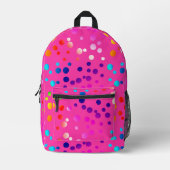 Neon polka stippen op heet roze bedrukte rugzak (Voorkant)
