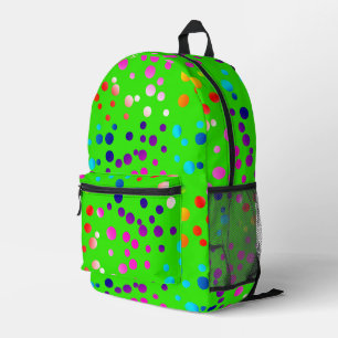 Neon polka stippen op limoengroen bedrukte rugzak
