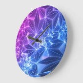 Neon Polygonaal: Roze Blauw 3D. Grote Klok (Hoek)