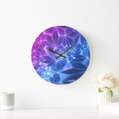 Neon Polygonaal: Roze Blauw 3D. Grote Klok (Huis)