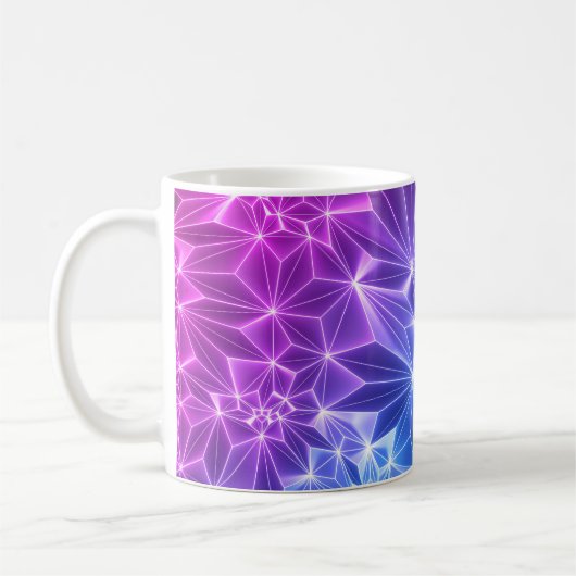 Neon Polygonaal: Roze Blauw 3D. Koffiemok (Links)