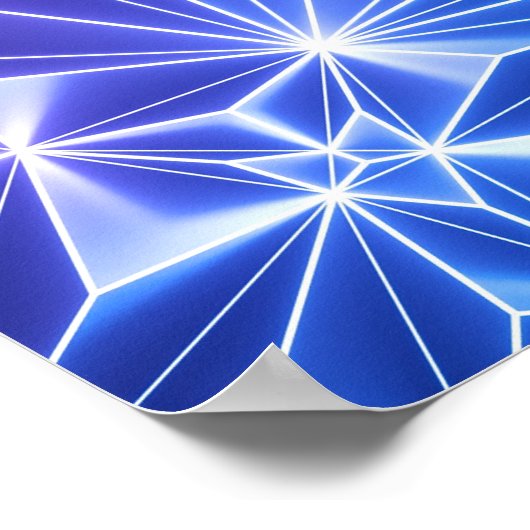 Neon Polygonaal: Roze Blauw 3D. Poster (Hoek)