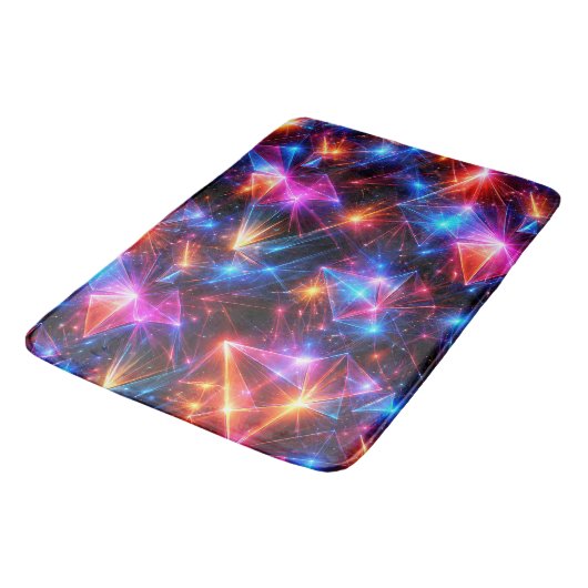 Neon Polygoon Abstract met Explosies Badmat (Gekanteld)