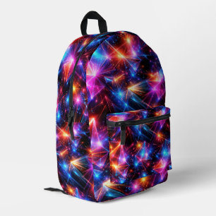 Neon Polygoon Abstract met Explosies Bedrukte Rugzak