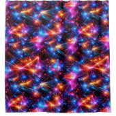 Neon Polygoon Abstract met Explosies Douchegordijn (Voorkant)