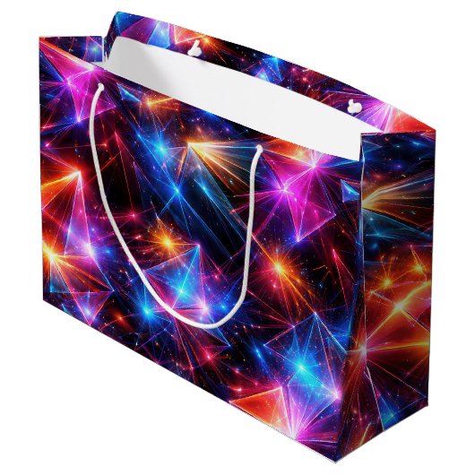 Neon Polygoon Abstract met Explosies Groot Cadeauzakje (Achterkant Gekanteld)