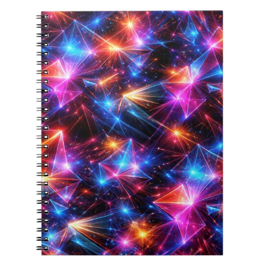 Neon Polygoon Abstract met Explosies Notitieboek (Voorkant)