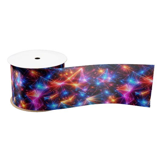 Neon Polygoon Abstract met Explosies Satijnen Lint (Spoel)