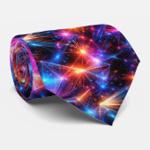 Neon Polygoon Abstract met Explosies Stropdas (Opgerold)