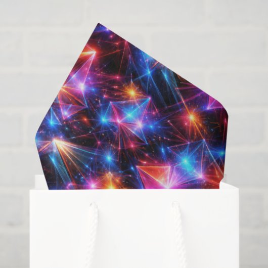 Neon Polygoon Abstract met Explosies Tissuepapier (Cadeauzakje)