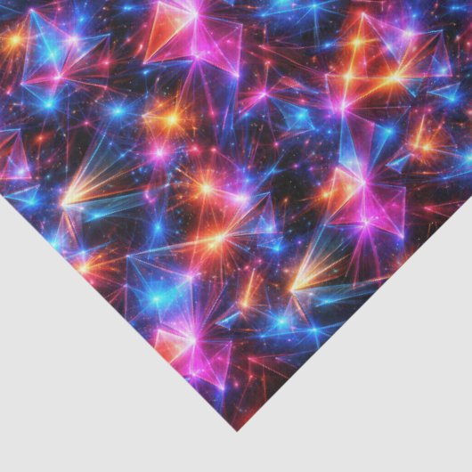 Neon Polygoon Abstract met Explosies Tissuepapier (Detail)