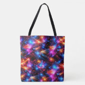 Neon Polygoon Abstract met Explosies Tote Bag (Voorkant)