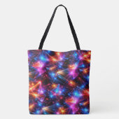 Neon Polygoon Abstract met Explosies Tote Bag (Achterkant)