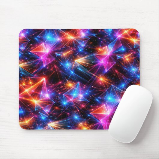 Neon Polygoon Abstract Met Vonken Muismat (Met muis)