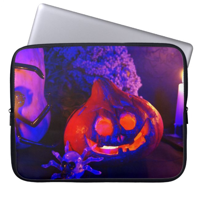 Neon pompoenen laptop sleeve (Voorkant)