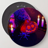 Neon pompoenen ronde button 6,0 cm (Voorkant /achterkant)