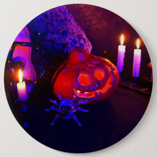 Neon pompoenen ronde button 6,0 cm