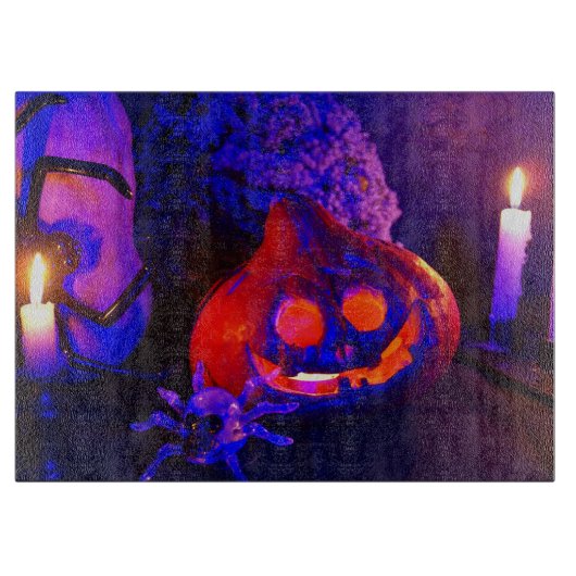 Neon pompoenen snijplank (Voorkant)